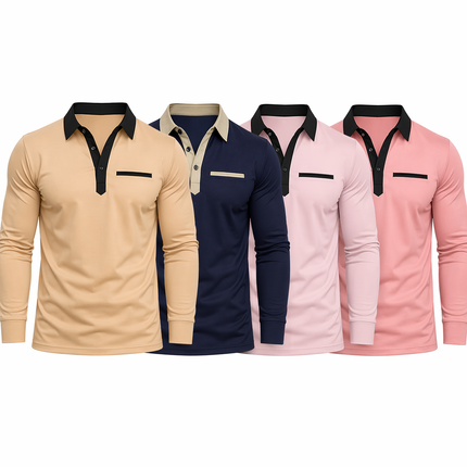 Langermet Polo für Herren – klassische Business-Casual-Kleidung mit Krage (Vår & Høst)