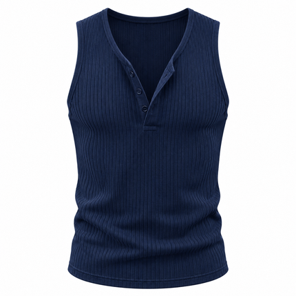 Ribbestrikket Henley-tanktop for menn med V-hals og figurnær passform