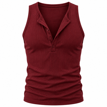 Ribbestrikket Henley-tanktop for menn