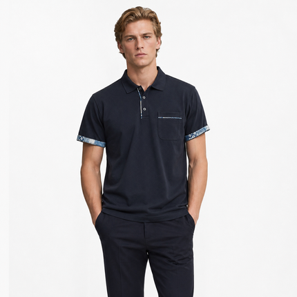 Marineblå T-skjorte til Herre – Turn-up Ermer & Casual Stil