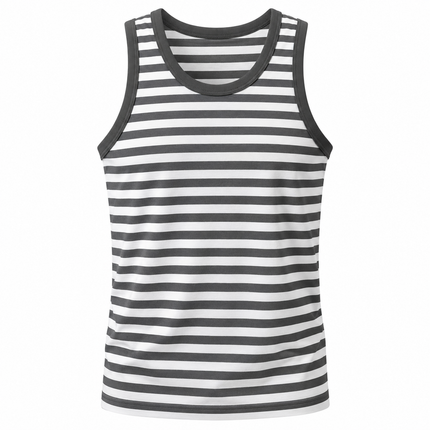 Stripet tanktop for menn med kontrastdetaljer