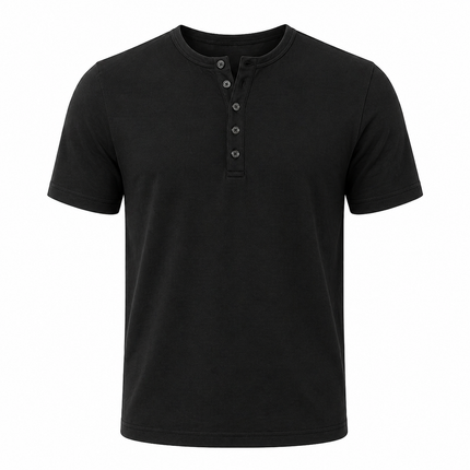 Henley T-skjorte til Herre – Slim Fit med Knappelukking