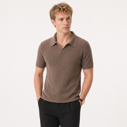 Strikket Polo T-skjorte til Herre – Hollow Design & Slim Fit