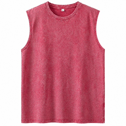 Ermeløs tanktop i vasket bomull med avslappet passform