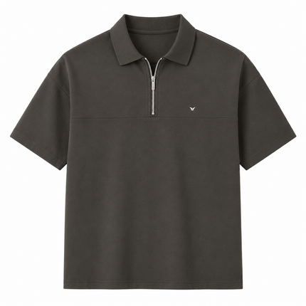 Pologenser til Herre med Halv Glidelås – Avslappet Vintage T-skjorte for Sommer