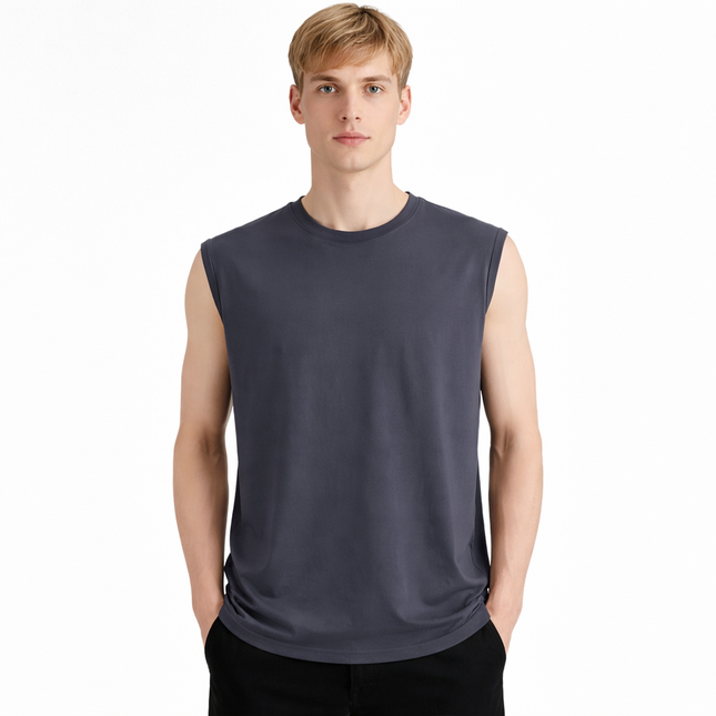 Bomullssinglet til Herre – 100% Bomull, Slim Fit & Perfekt for Trening