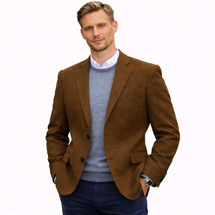Herreblazer i Fiskebensmønster – Lett Slim Fit Dressjakke | Eleganter kleiner Blazer für Hochzeit, Fest und Business