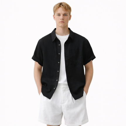 Linskjorte til Herre – 100% Lin, Kortermet & Minimalistisk Sommerstil