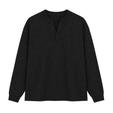 Langermet Henley T-skjorte til Herre – Fake Two-Piece & Japansk Minimalistisk Stil