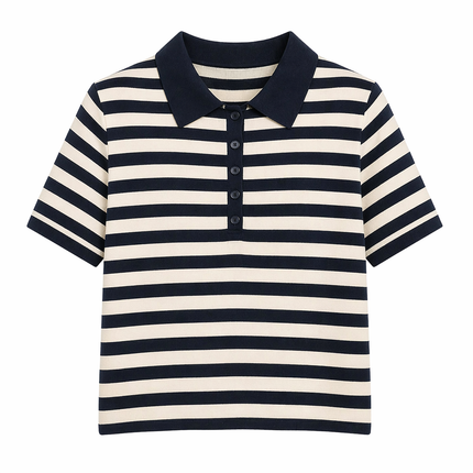 Stripet Polo T-skjorte til Dame – 100% Bomull & Klassisk Sommerstil