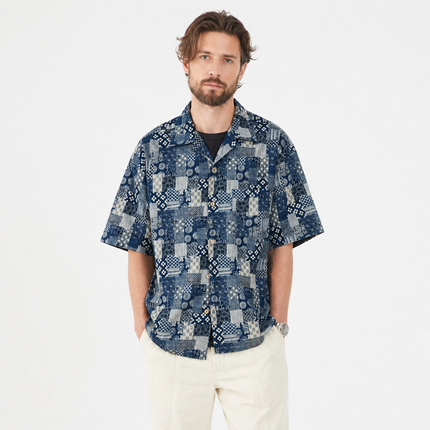 Bomullsskjorte til Herre – Boro Patchwork & Lett Sommer Overshirt