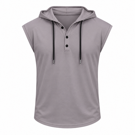 Ermeløs Hettevest til Herre – Sporty Tank Top med Snøring