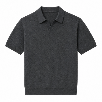 Luksuriøs Strikket Poloskjorte til Herre – Silkemyk Komfort og Elegant Stil
