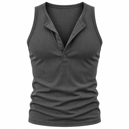 Ribbestrikket Henley-tanktop for menn