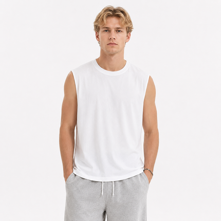 Kraftig Singlet til Herre i Bomull | 250G Ermeløs Tank Topp