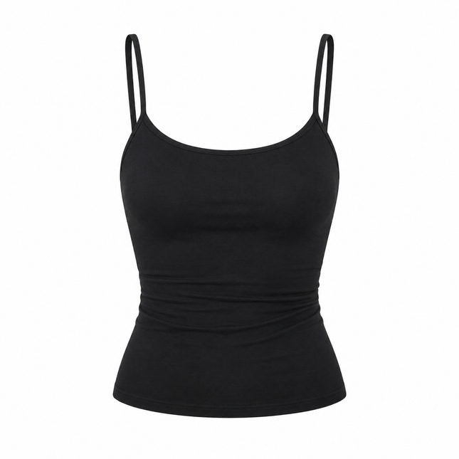 Ensfarget Crop Top til Dame – Enkel Spagettistropp Topp for Sommeren