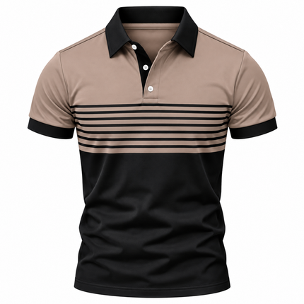Stripet poloskjorte for menn med moderne print