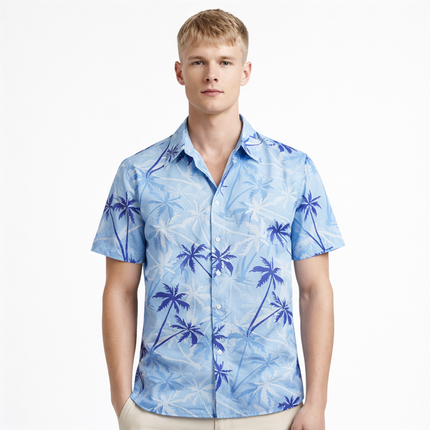 Hawaiisk Skjorte til Herre – Palmetrykk & Tropisk Sommerstil