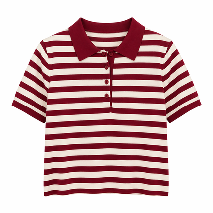 Stripet Polo T-skjorte til Dame – 100% Bomull & Klassisk Sommerstil
