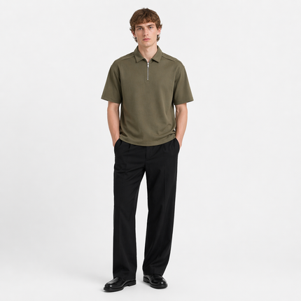 Kraftig Polo T-skjorte til Herre – Half-Zip & 210g Premium Kvalitet