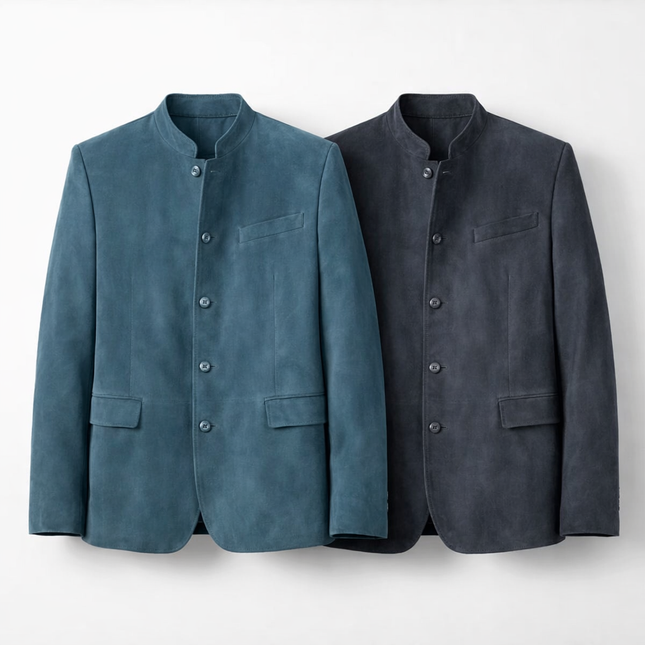 Semsket Blazer for Herre – Elegant Ensfarget Jakke med Knapper | Perfekt til Høst og Vinter (Copy)