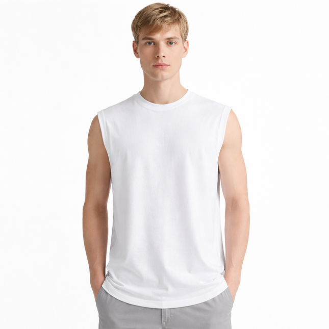 Bomullssinglet til Herre – 100% Bomull, Slim Fit & Perfekt for Trening