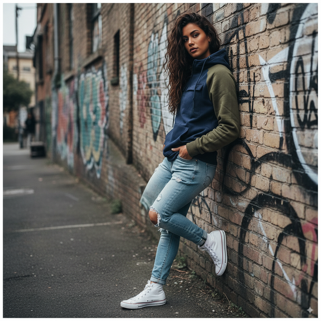 Hettegenser til Herre – Løs Passform med Patchwork & Lomme