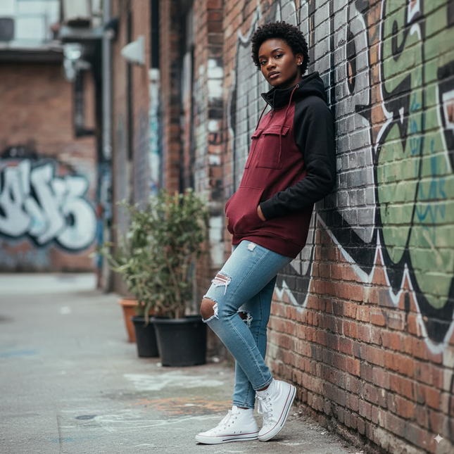 Hettegenser til Herre – Løs Passform med Patchwork & Lomme