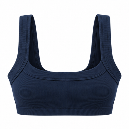 Hvit ribbestrikket tube crop top i bomull
