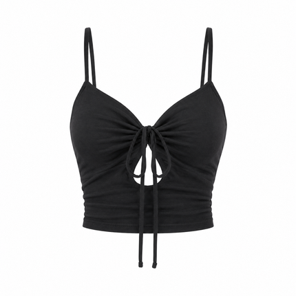 Plissert Crop Top til Dame – Sommertopp med Knytedetaljer og Feminin Passform