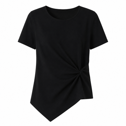 Asymmetrisk Bomulls T-skjorte til Dame – Slim Fit Sommertopp i 100 % Bomull