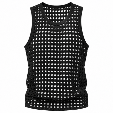 Ermeløs mesh-tanktop for menn med gjennombrutt design – S–2XL
