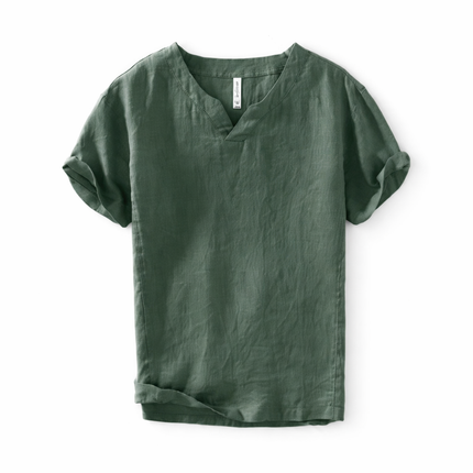 Premium Lin T-skjorte til Herre – 100% Lin, Kinesisk Inspirert & Pustende Sommerstil