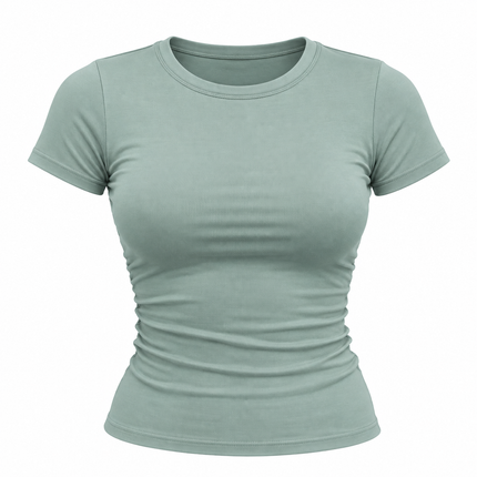 Ensfarget kortermet crop top for kvinner