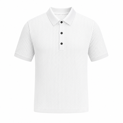 Strikket Slim Fit Polo for Herre med Striper – Kortermet Business Casual
