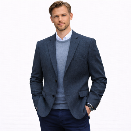 Herreblazer i Fiskebensmønster – Lett Slim Fit Dressjakke | Eleganter kleiner Blazer für Hochzeit, Fest und Business