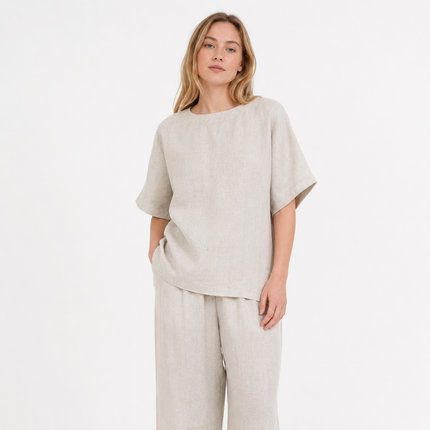 Linen T-skjorte til Dame – Vintage Sommerstil i 100 % Lin