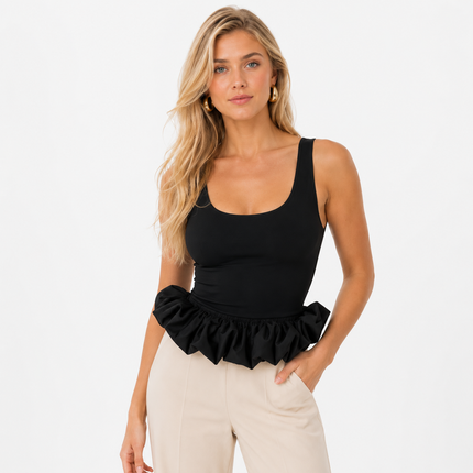 Bomulls Crop Top til Dame – Figurnær Ermeløs Sommertopp