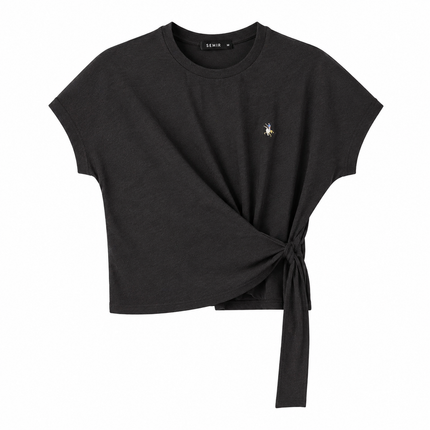 Asymmetrisk Wrap Topp til Dame – Langermet Sommertopp med Sjøstjerneprint
