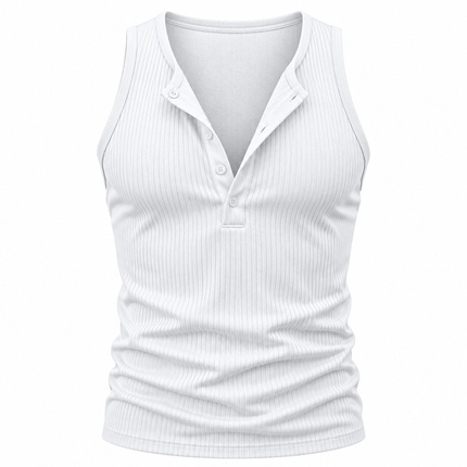 Ribbestrikket Henley-tanktop for menn