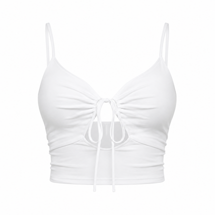 Plissert Crop Top til Dame – Sommertopp med Knytedetaljer og Feminin Passform