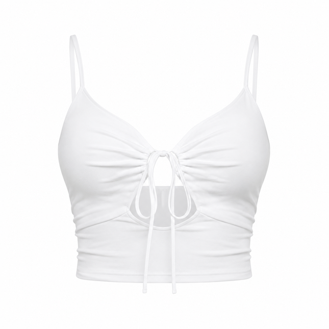 Plissert Crop Top til Dame – Sommertopp med Knytedetaljer og Feminin Passform