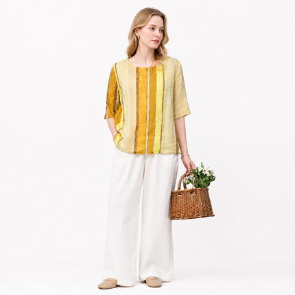 Stripet Linskjorte til Dame – 100% Lin & Løs Sommerstil