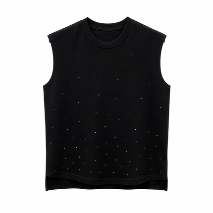 Ermeløs Topp med Rhinestone Stjernedetaljer – Unisex Sommertopp