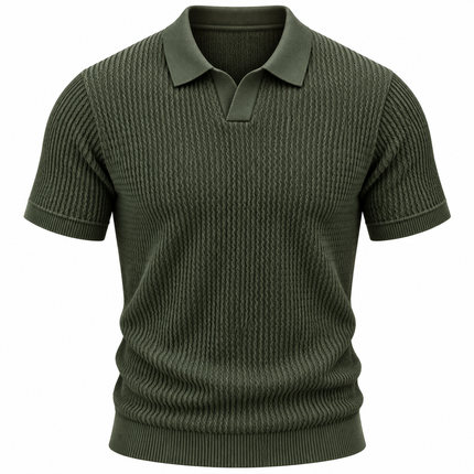 Strikket poloskjorte for menn i ice silk med slim fit
