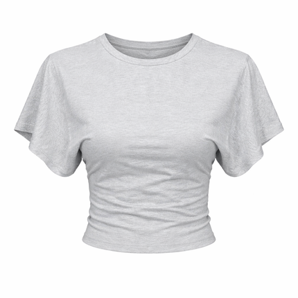 Grå Crop Topp med Korsett-Detaljer – Trendy Streetwear for Dame