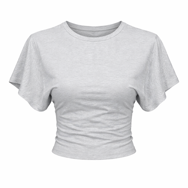 Grå Crop Topp med Korsett-Detaljer – Trendy Streetwear for Dame