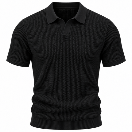 Strikket poloskjorte for menn i ice silk med slim fit