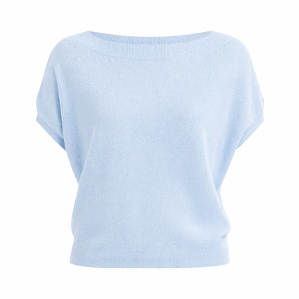 Off-Shoulder Topp til Dame – Blå Strikket & Løs Sommerstil
