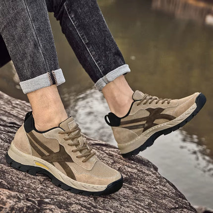 Herresneakers med Skjult Hælløft – Pustende og Komfortable i Skinn og Mesh